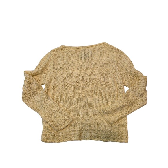 Worth VTG Textured Heavy Knit Rolled Hem Boat Neckline Cotton Yellow Sz L NEW - Picture 2 of 5
